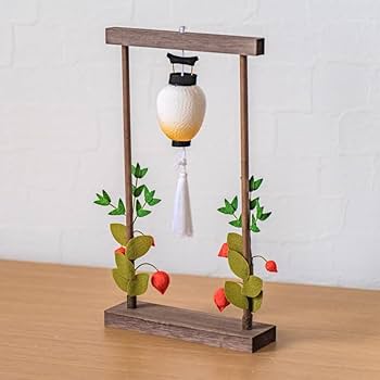 Amazon｜お盆飾り ちりめん 笹とほおずき (57-2) 縮緬 吊り提灯
